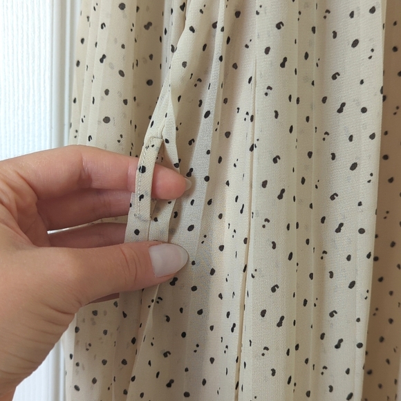 By Together Speckled Half Buttoned Long Balloon Sleeve Mini Shift Dress Cream S - Picture 8 of 14